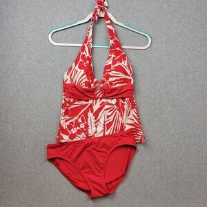 Chaps Tankini Swimsuit Womens 12 Floral Halter Top Bottom Set Swimwear Beach